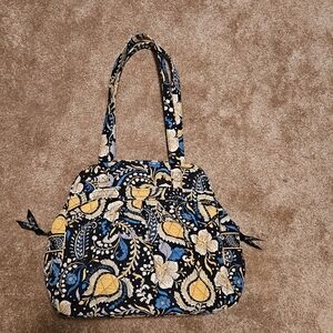 Vera Bradley Black and Blue Paisley Shoulder Bag - Retired Ellie Blue Pattern